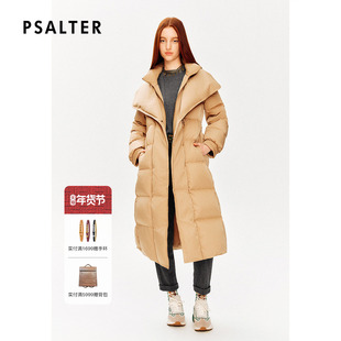 PSALTER诗篇鹅绒服美拉德假两件翻领长款系带羽绒服冬款