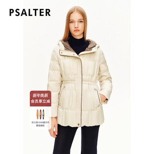 诗篇专选高密格纹肌理鹅绒服一手长连帽白鹅绒羽绒服冬款