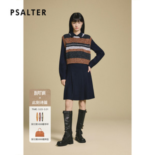 PSALTER诗篇学院风条纹两件套毛衫 连衣裙2025冬款