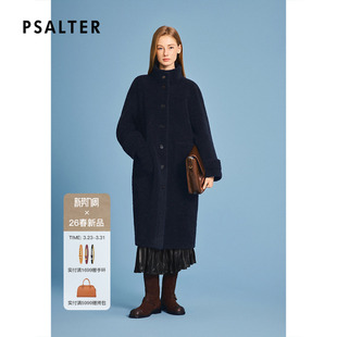 新款 诗篇专选软糯颗粒绒立领长款 羊毛呢大衣外套2026春季