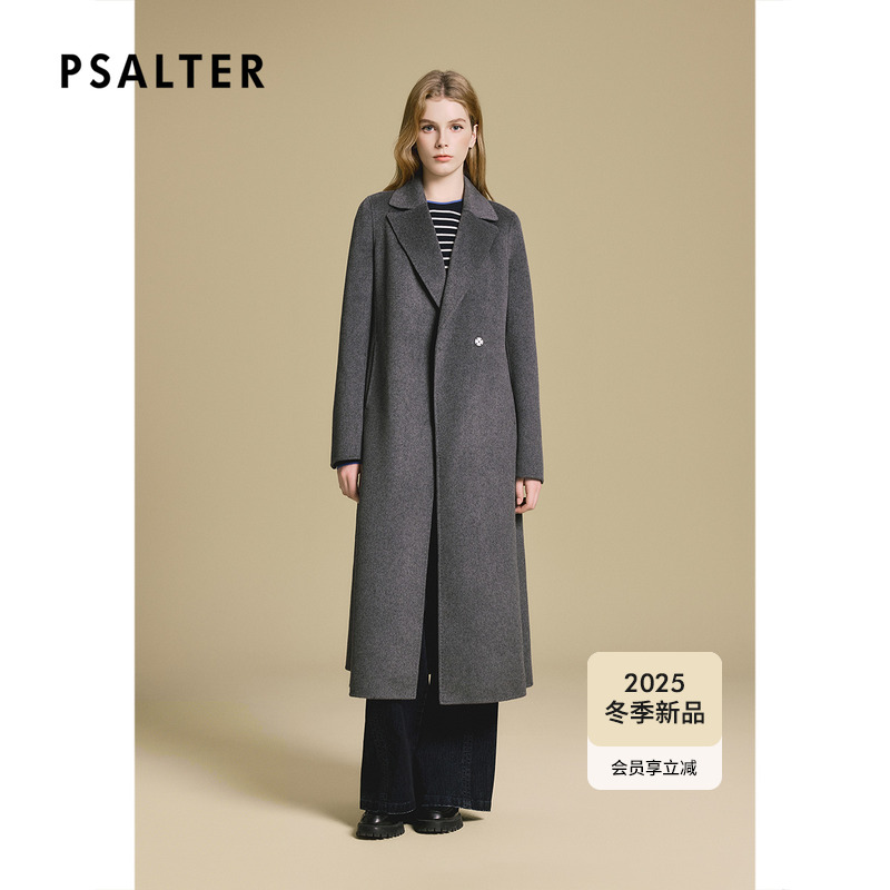 【山羊绒】PSALTER诗篇收腰双面呢长款大衣毛呢外套2025冬季新款