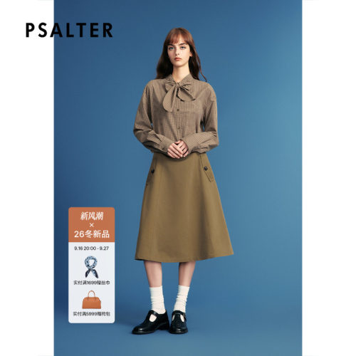 PSALTER诗篇复古学院风宽松H型格纹衬衫女2026冬季新款