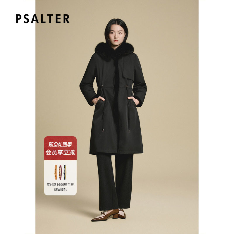 诗篇专选可拆卸狐狸毛领水貂装饰条羽绒派克服2025冬季新款