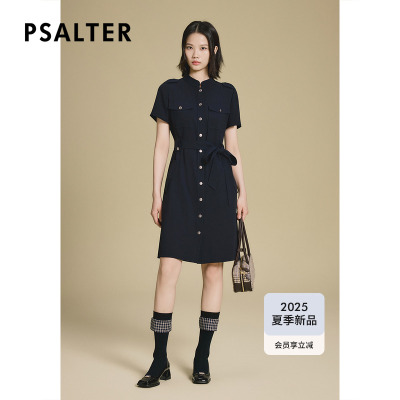 PSALTER诗篇三醋酸学院感系带修身连衣裙2025夏季新款