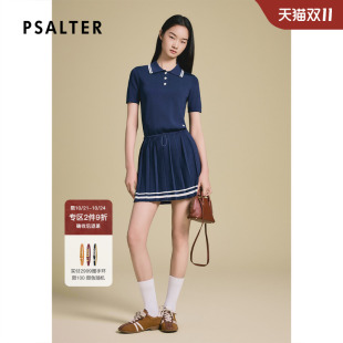 新款 PSALTER诗篇学院风减龄polo领百褶针织短袖 连衣裙2025夏季
