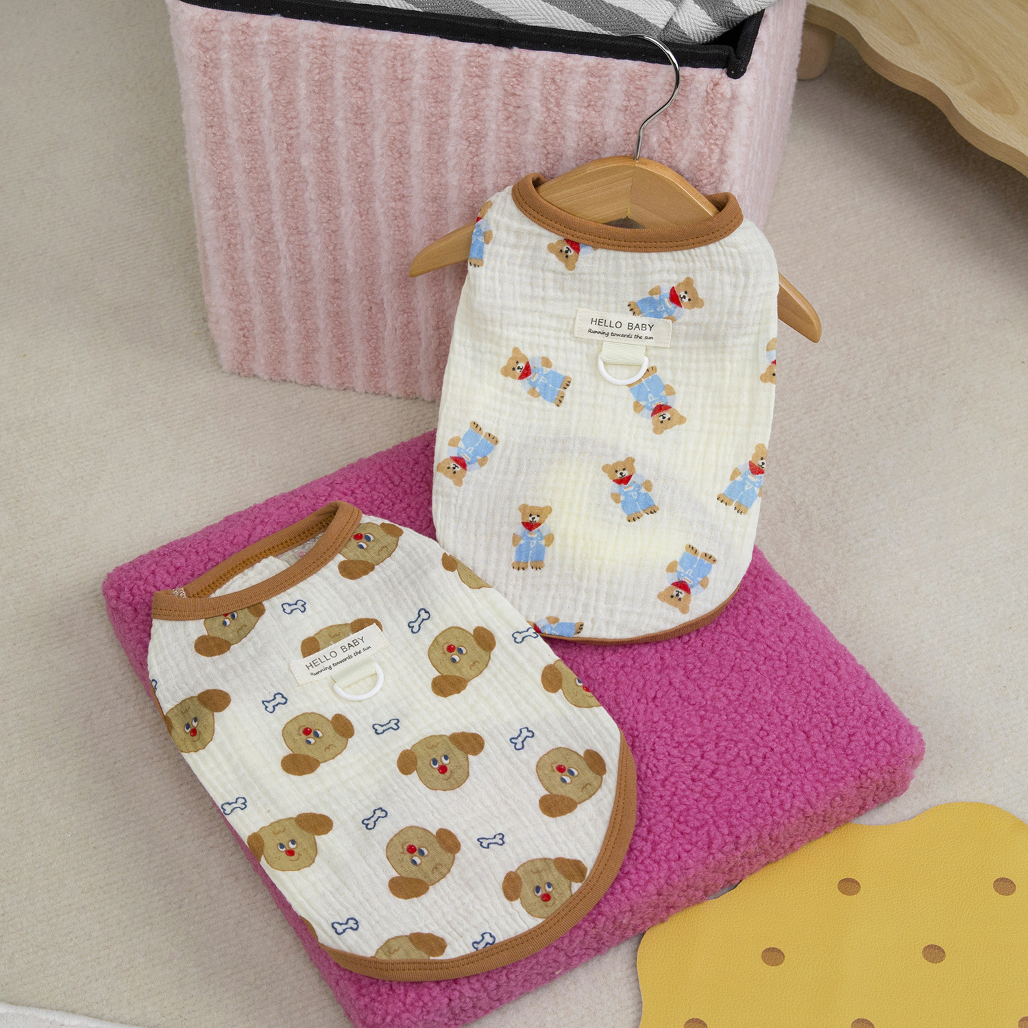 纯棉布宠物狗狗衣服背心薄款