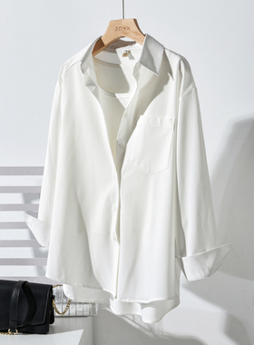 白色衬衫女2026春秋新款大码宽松oversize风衬衣外套免烫抗皱上衣