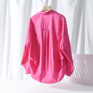 纯色衬衫外套女早春2026新款大码胖mm长袖宽松衬衣设计感小众上衣