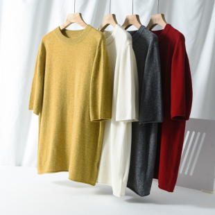 毛衣 圆领套头中袖 高级感宽松慵懒风羊毛衫 女春秋超舒适羊毛针织衫