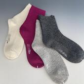 秋冬小众双针羊毛袜中筒袜女袜简约纯色竖条时尚 潮袜保暖舒适