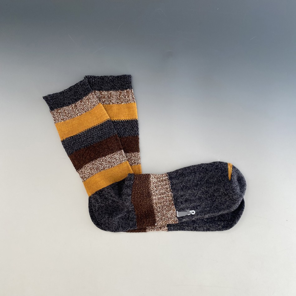 外贸复古纯棉粗线男袜民族风宽条纹情侣袜中筒袜个性潮流文艺女