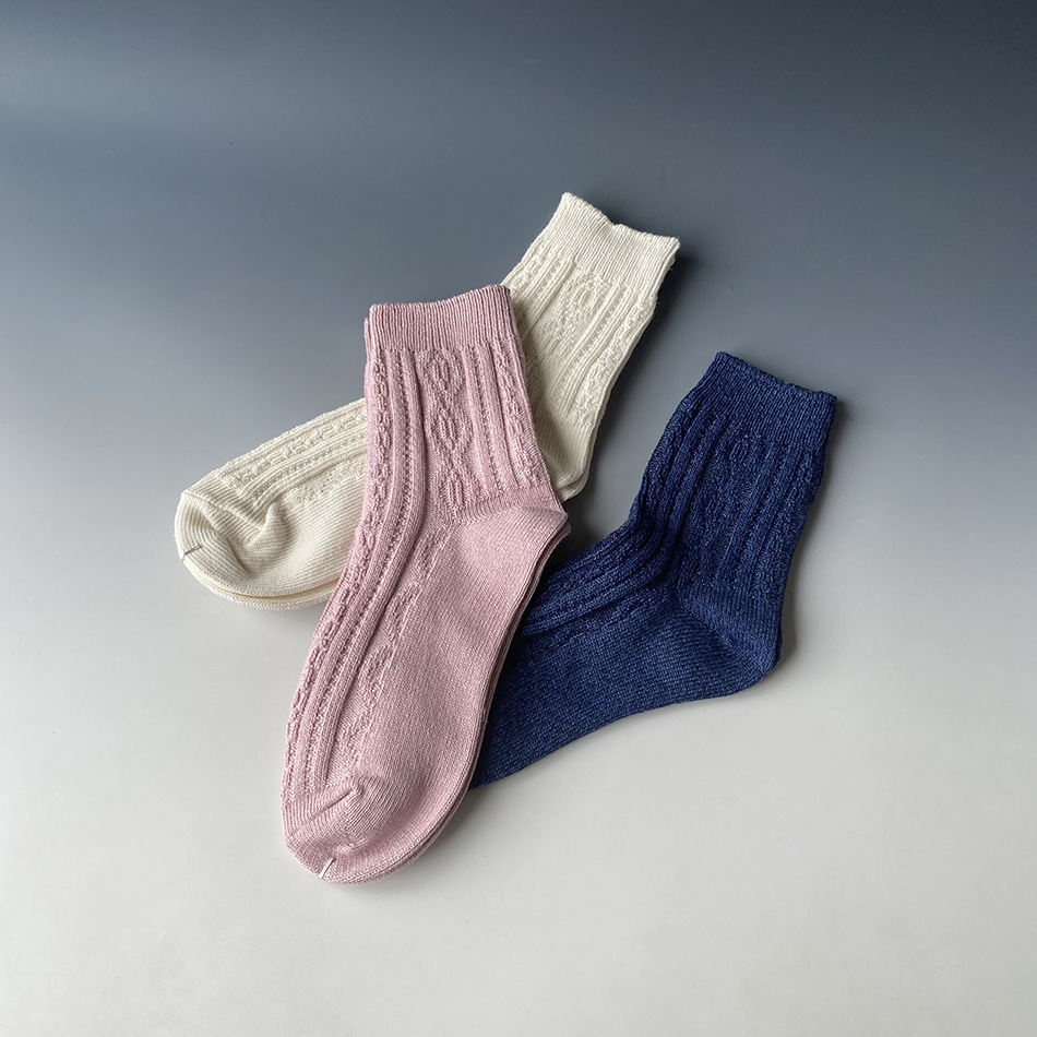 粗线女袜提花袜中筒袜