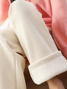 女童加绒裤子冬季儿童加厚灯芯绒直筒裤2023新款童装女大童阔腿裤