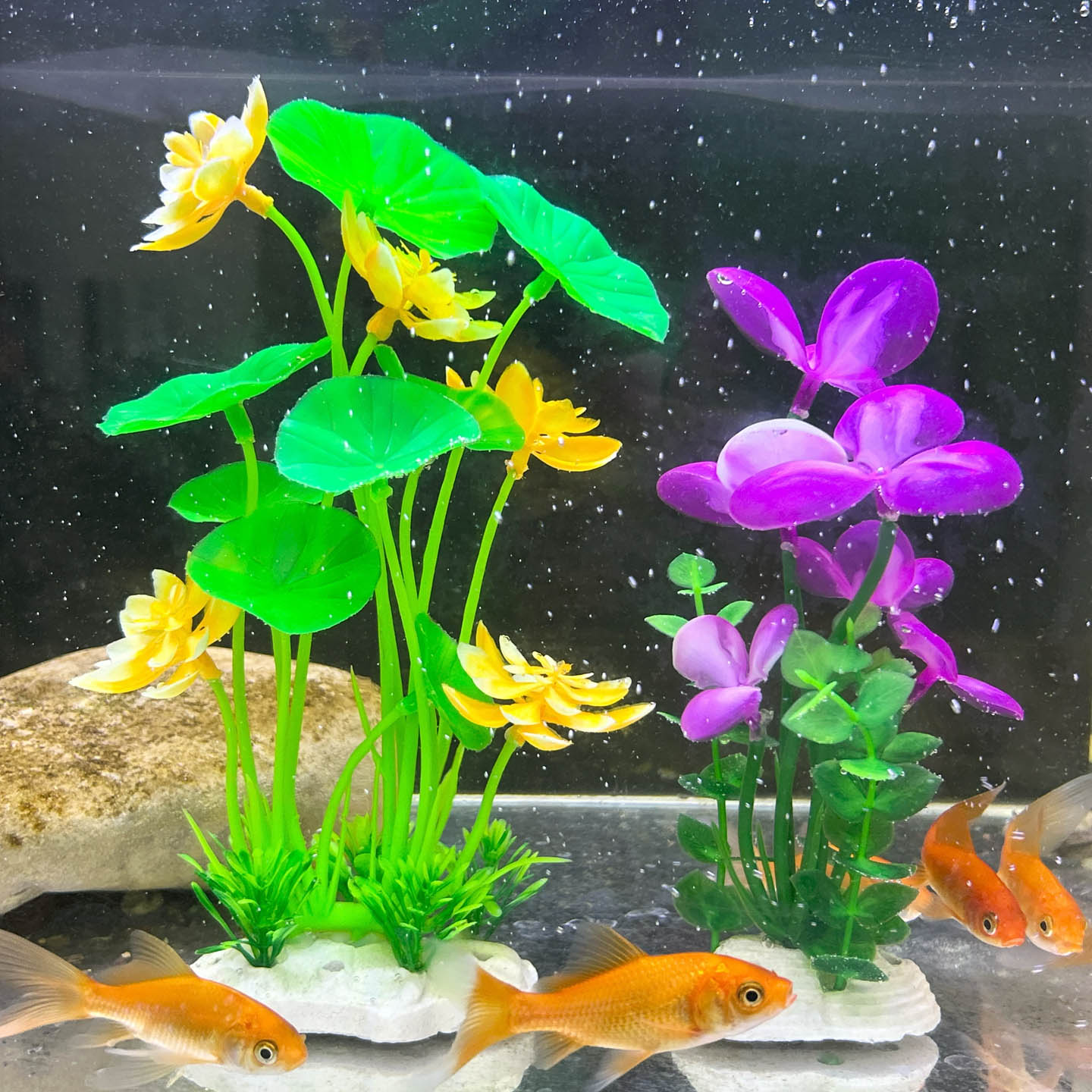 仿真水草造景装饰鱼缸水族箱荷花水草彩色摆件金鱼塑料假花草沉底
