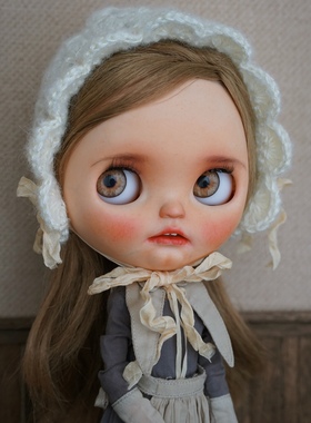 【现货】blythe小布钩花丝带毛线帽