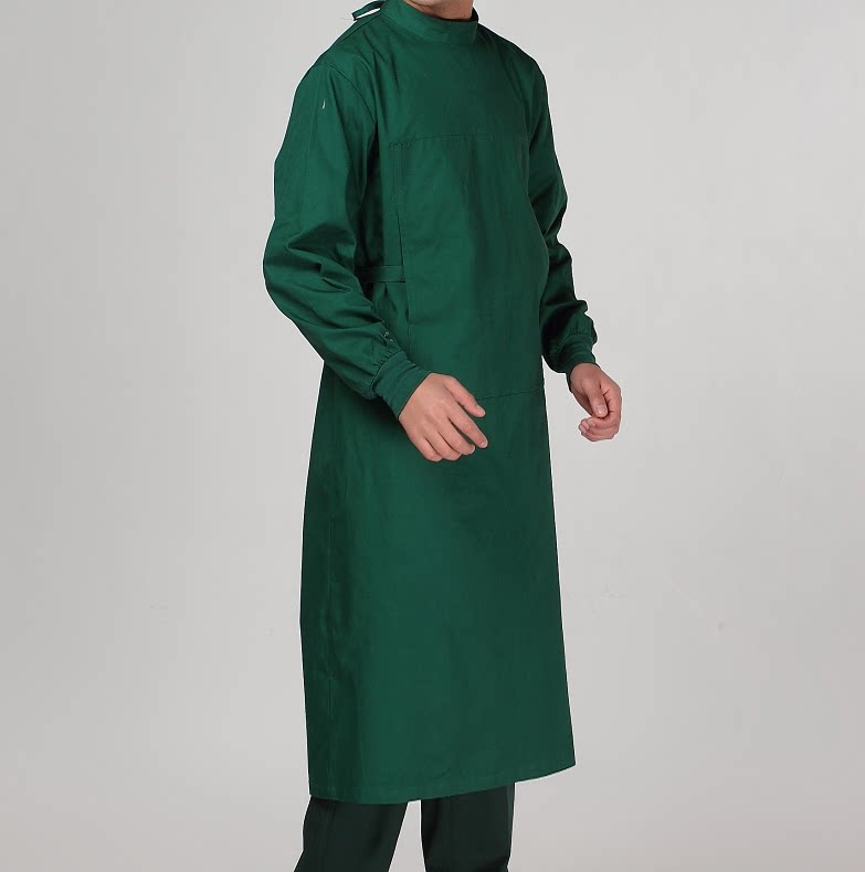 手术室反穿式全包式墨绿手术衣全棉洗手衣防护服诊所医护手术服