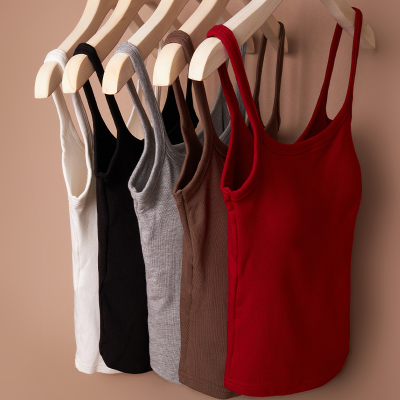 磨毛一体U领韩美背打底吊带背心