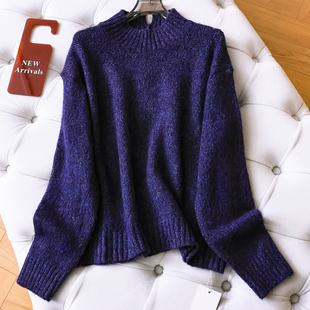 百搭女毛衣Q121 长袖 山羊绒混纺 舒适御寒保暖宽松半高领针织线衫