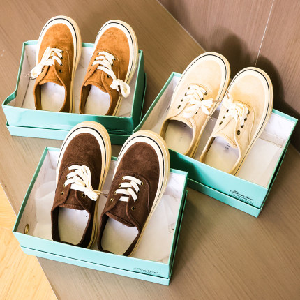 时尚厚底仿麂皮绒纯色系带休闲鞋2025秋冬新款运动鞋磨砂板鞋N071