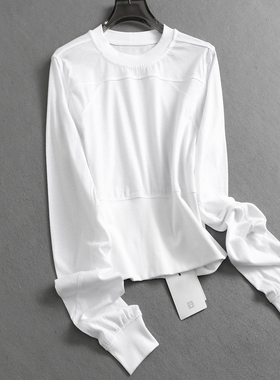 纯色显瘦修身时髦辣妹穿搭2025春新款圆领长袖罗纹拼接T恤女K902