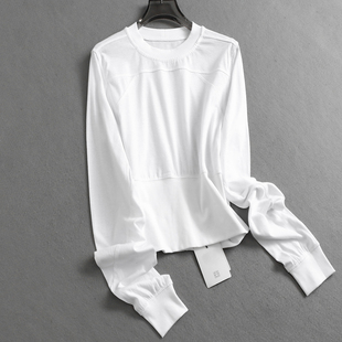 罗纹拼接T恤女K902 圆领长袖 纯色显瘦修身 时髦辣妹穿搭2025春新款