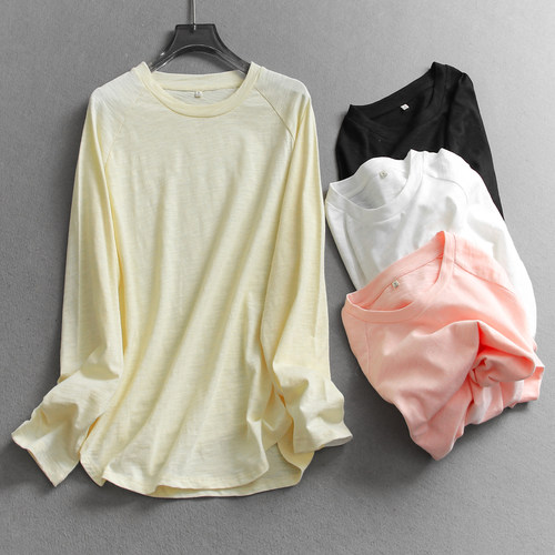 纯色松弛慵懒基础百搭长袖T恤女