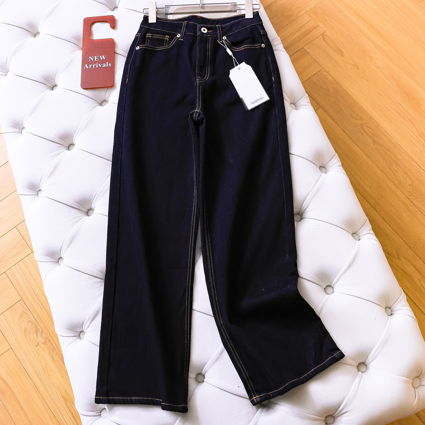 长腿神器！防褪色四面弹高腰显瘦薄绒窄版阔腿裤直筒牛仔裤女M769,女装/女士精品,牛仔裤,淘宝优惠券,粉丝福利购,淘宝优惠卷