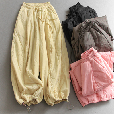 纯色夹棉加厚收口裤脚宽松灯笼裤