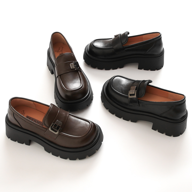 黑色配裙子百搭乐福鞋女女小皮鞋