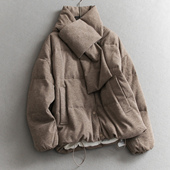 既有型又保暖围脖领羊毛牦牛绒混纺加厚保暖长袖 外套女羽绒服M580