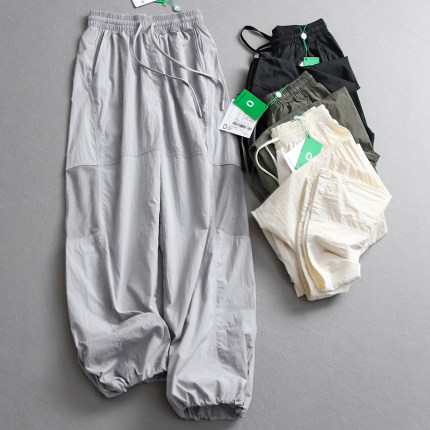 纯色网眼拼接薄款透气速干冰感工装裤宽松显瘦运动女裤休闲裤Z416