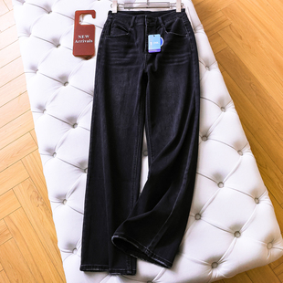 四面弹薄绒显瘦窄版直筒裤修身腿型阔腿裤百搭女裤牛仔裤长裤M767