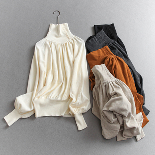 女装 显瘦长袖 毛衣Q287 灯笼袖 纯色巨好看高领可外穿内搭慵懒针织衫