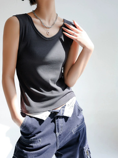 L231正反两穿螺纹棉V领基础款 外穿上衣 打底吊带背心女内搭无袖