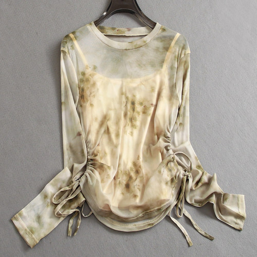 防晒罩衫减龄冰丝网纱T恤空调衫