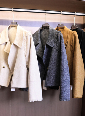 纯色宽松显瘦韩系双面呢大衣女25冬新款长袖气质时尚毛呢外套B730