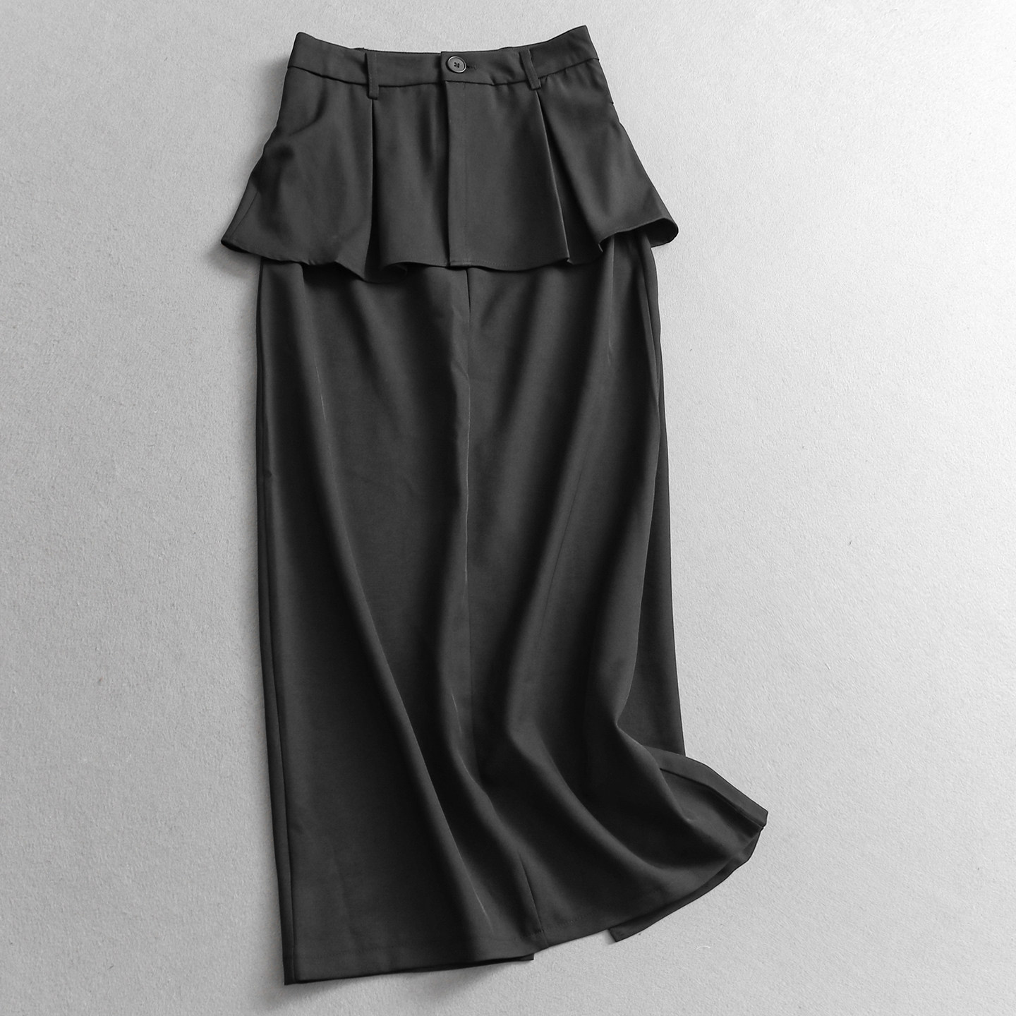 荷叶边屁帘纯色高腰直筒裙26春季新款包臀裙通勤长裙半身裙女W043,女装/女士精品,半身裙,淘宝优惠券,粉丝福利购,淘宝优惠卷