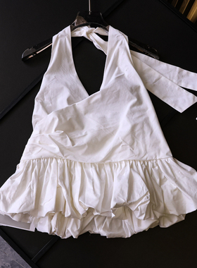 纯色露背芭蕾风收腰修身2025夏季新款挂脖领打揽吊带衫女背心Z910