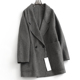 大衣2024冬长袖 灰色宽松西装 领双面绒绵羊毛中长款 女毛呢外套G098
