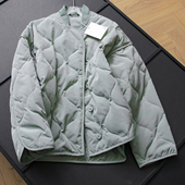 纯色宽松版 羽绒服女B684 长袖 型绗缝立领休闲夹克外套2025冬季 新款