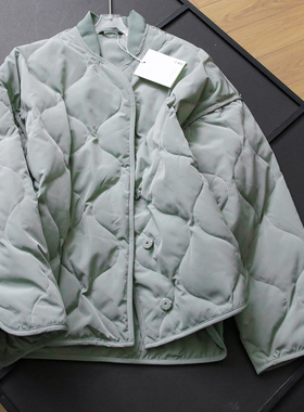 纯色宽松版型绗缝立领休闲夹克外套2025冬季新款长袖羽绒服女B684