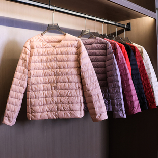 内搭女装 轻便薄款 长袖 新款 羽绒服B264 纯色通勤无领薄外套2025秋季