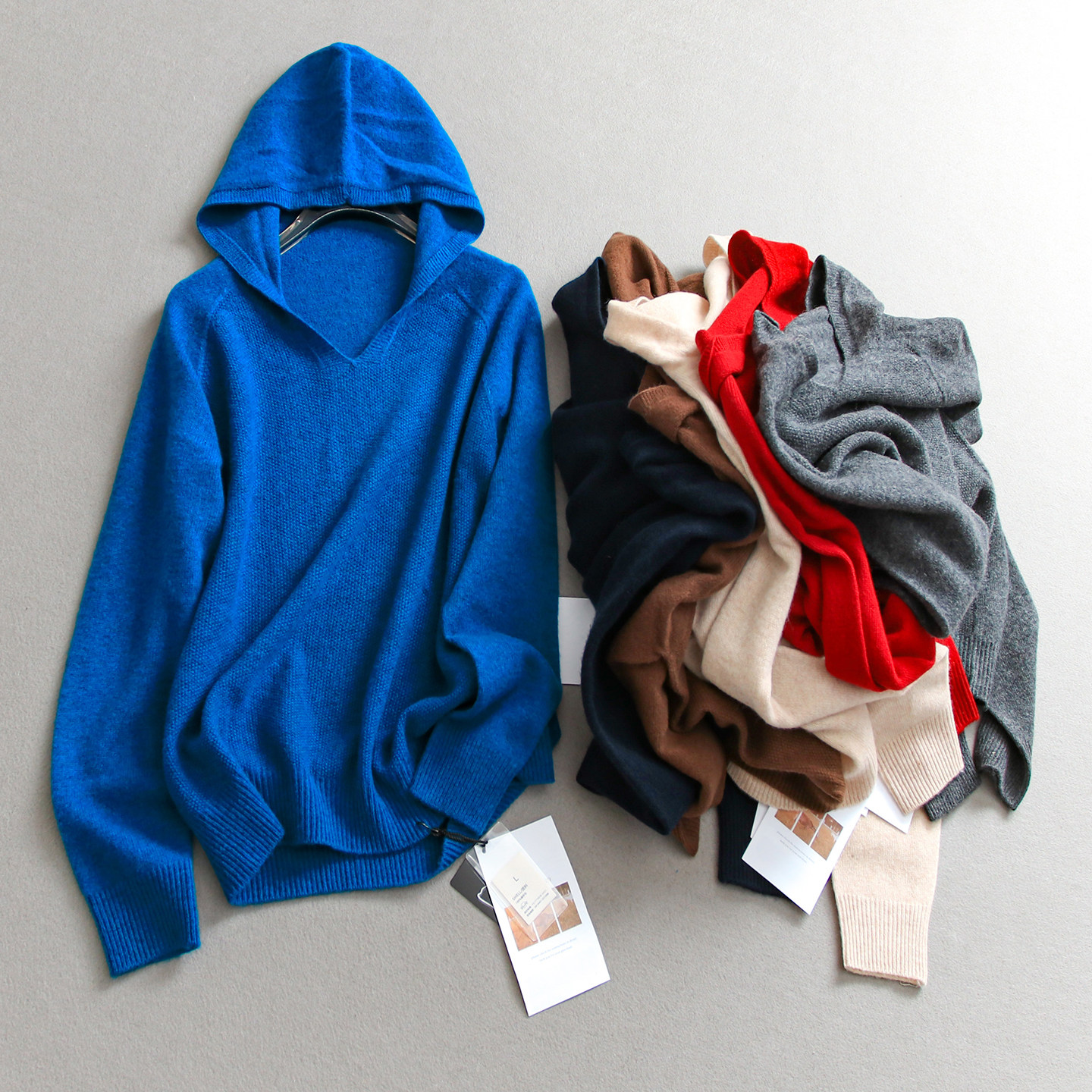 百搭纯色连帽插肩袖宽松套头毛衣25冬季新款长袖慵懒女针织衫Q052,女装/女士精品,毛衣,淘宝优惠券,粉丝福利购,淘宝优惠卷