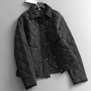 「巴恩风穿搭」菱格绗缝灯芯绒翻领宽松显瘦长袖 棉衣B246 外套女装