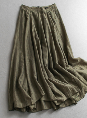 纯色不规则裙摆垂坠飘逸a字裙2025夏季新款中长款伞裙半身裙C526