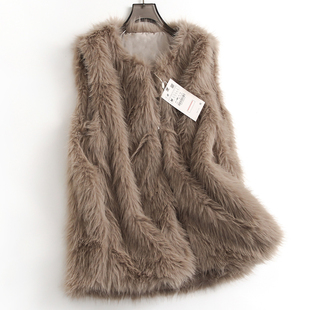 毛毛马甲纯色圆领无袖 毛绒绒仿皮草女马夹G885 坎肩外套2024冬新款