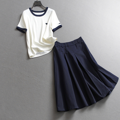 短袖T恤一整套穿搭半身裙两件套