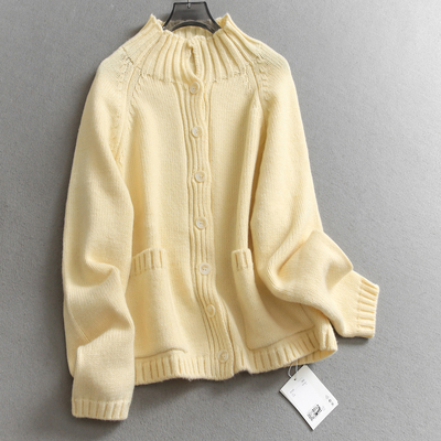 绵羊毛混纺纯色对称口袋高领毛衣