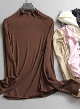 含绵羊毛纯色柔软亲肤显瘦修身半高领内搭打底衫长袖女装T恤B421