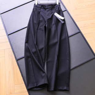 通勤女休闲裤 拯救腿型不足 裤 西装 M032 纯色高腰中缝线宽松阔腿裤